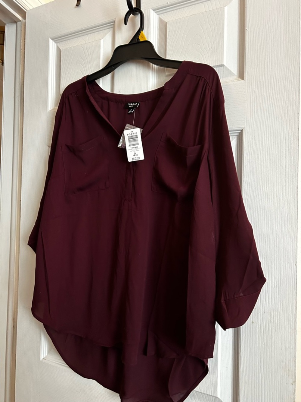 torrid Plum Burgundy V-Neck Hi-Low Blouse